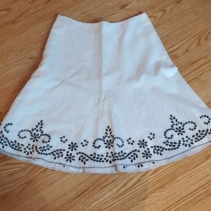 White midi skirt with black embroidery